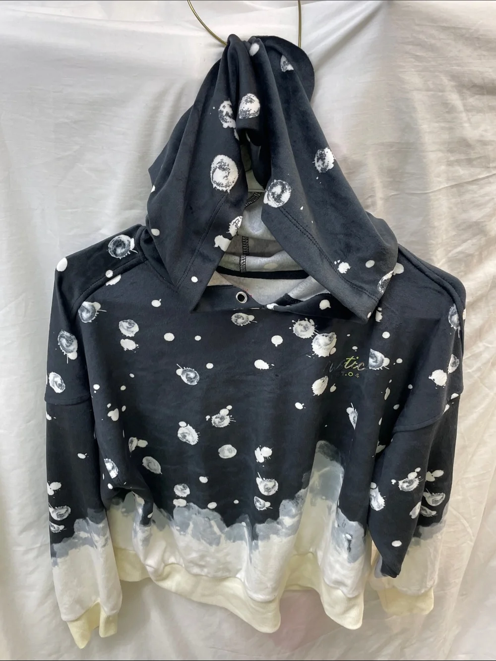 Justice Black & White Tie-Dye Pullover Hoodie girl sz L